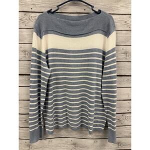 CHAPS Blue Striped Boat Neck Sweater Women’s Cotton Modal XL